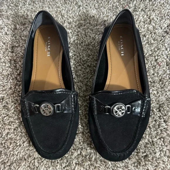 Coach Women's Black Loafers with Silver Accent Size 7 - Picture 1 of 15